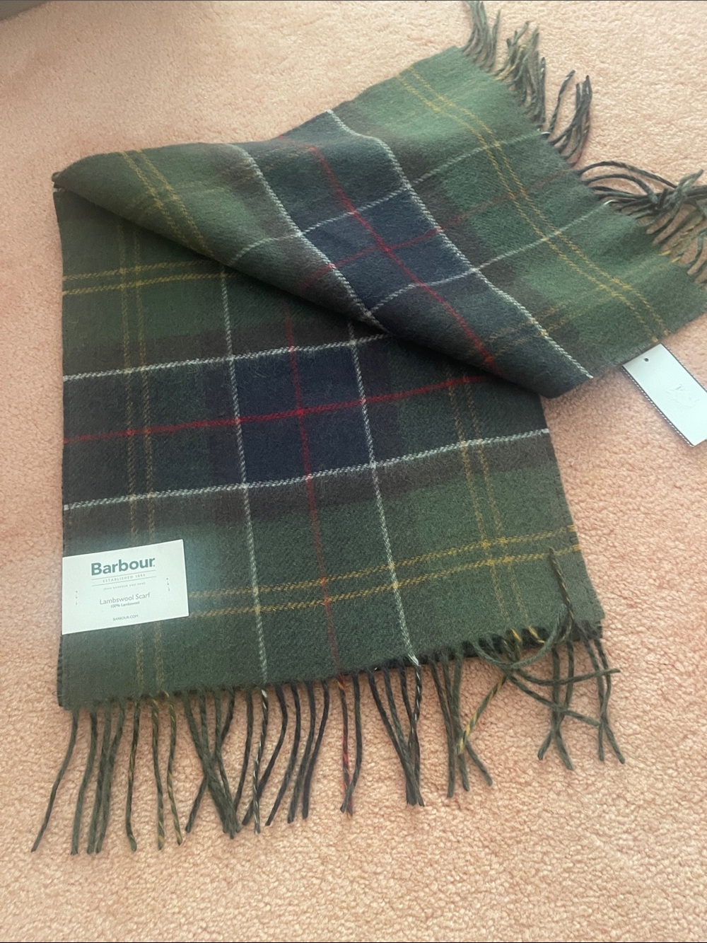 Barbour unisex Plaid Wool Scarf reversible new 100% Lamb wool - Picture 10 of 10